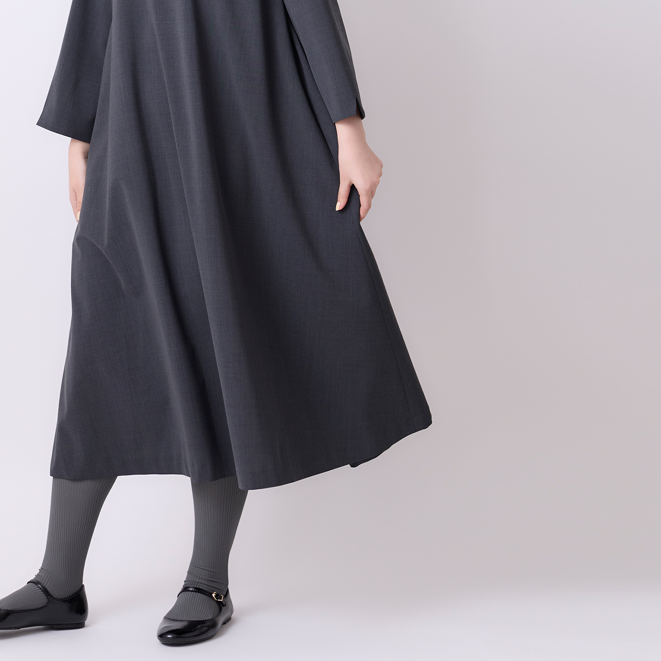 2wayトロストレッチ Aラインワンピース